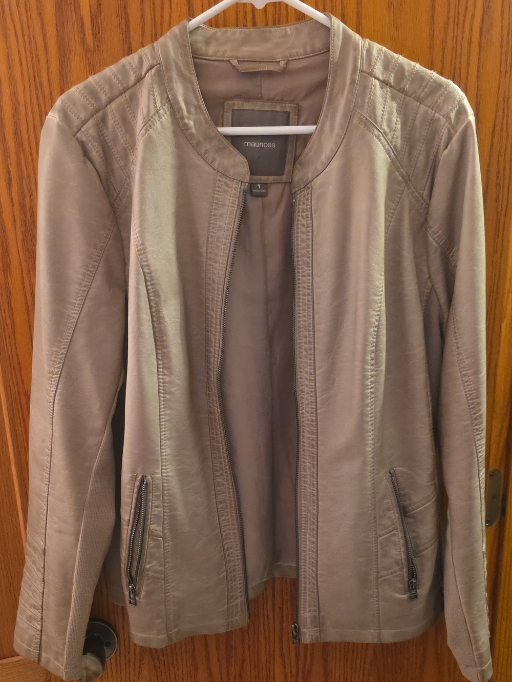 Maurices Taupe-Gray Women's Faux Leather Jacket